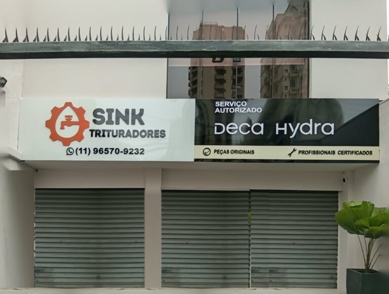 Fachada em ACM da Sink Trituradores, serviço autorizado Deca e Hydra